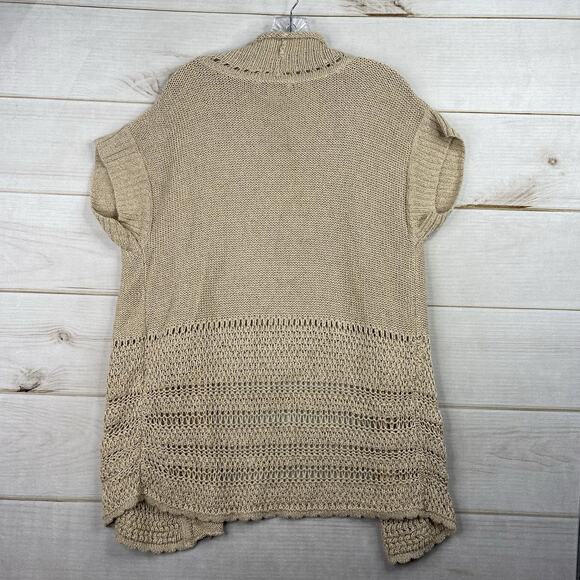 Coldwater Creek Linen Cardigan Womens L 14 Beige/Tan Knit Open Short Sleeve - Picture 7 of 10